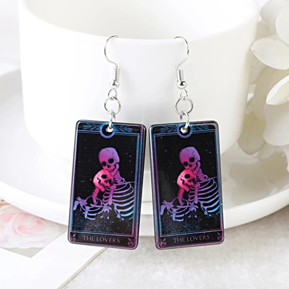 The Lovers Black Tarot Card Earrings